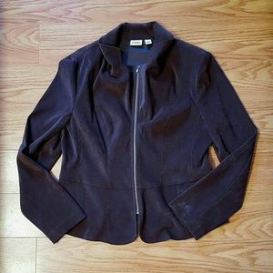 Cato Dark Brown Suede Zip-Up Blazer